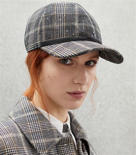 Womens Brunello Cucinelli Neutrals Check Baseball Cap Harrods Uk