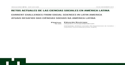 Retos Actuales De Las Ciencias Sociales En … · Wallerstein 1996 P