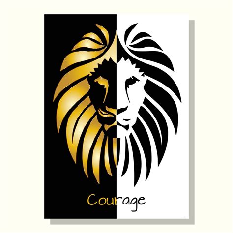 Courage lion minimal print poster 3 color variants wall art