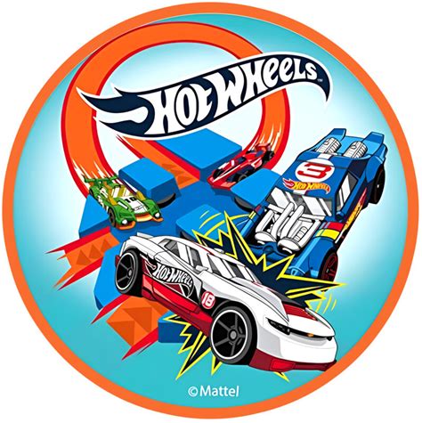 Cialda Ostia Per Torta Senza Glutine Tonda HOT WHEELS Personalizzata Con Nome Disco Dolce