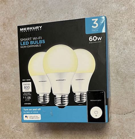 Smart Led Light Bulbs Pack Merkury Innovations Wifi White W Non