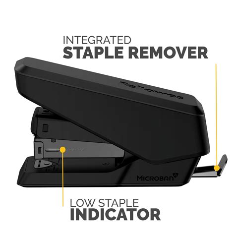 Fellowes Lx Half Strip Easypress Antimicrobial Stapler Black