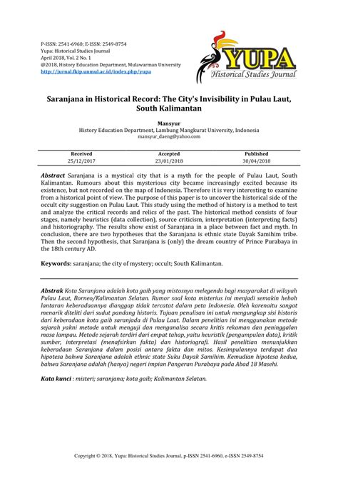 (PDF) Saranjana in Historical Record: The City's Invisibility in Pulau Laut, South Kalimantan