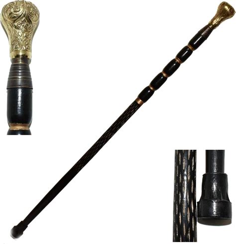 37 Walking Stick In Steel Solid Metal Canes Detachable Brass Knob