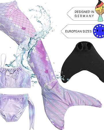 Meerjungfrauenflosse für Mädchen Kinder Jugendliche Schwimmfosse mit Bikini und Tattoos