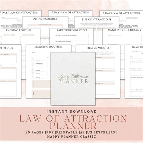 Law Of Attraction Planner Bundle Pack Abundance Journal Goal Setting