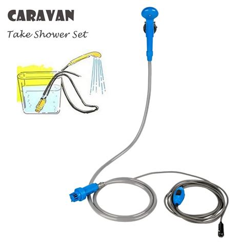 12V Caravan Accessories RV Camper Outdoor Shower Set Handheld Portable Washer Car Water Gun Pump ...