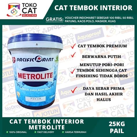 Jual CAT TEMBOK DAN PLAFOND METROLITE WARNA PUTIH KEBIRUAN KEMASAN 16 L