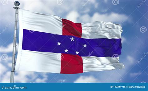 Netherlands Antilles Flag In A Blue Sky Stock Photo Image Of