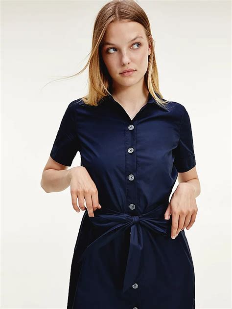 Robe Chemise à Nouer Bleu Tommy Hilfiger