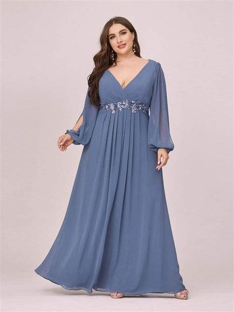 Stylish Chiffon Plus Size Formal Evening Dresses With Long Lantern