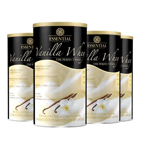 Kit 4 Vanilla Whey 4 Potes De 450g Essential Nutrition Meu Mundo Fit