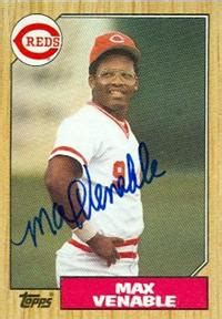 Max Venable autographed Baseball Card (Cincinnati Reds) 1987 Topps #226