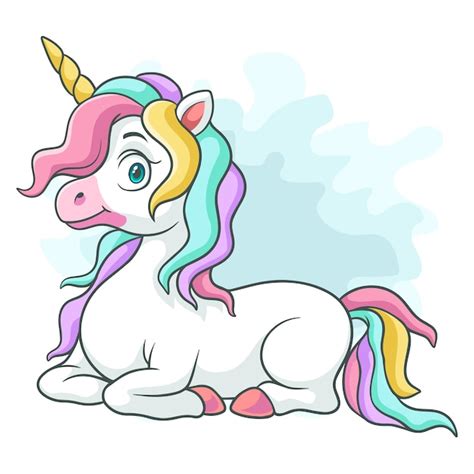 Licorne De Dessin Animé Sur Fond Blanc Vecteur Premium