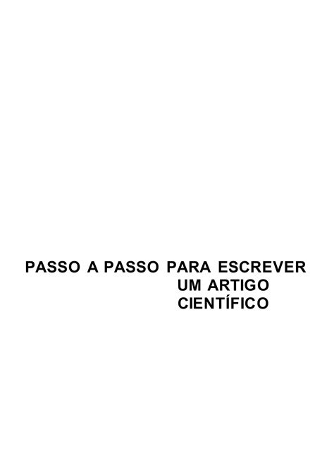 ESCREVER UM ARTIGO CIENTIFICO PASSO A PASSO Pdf