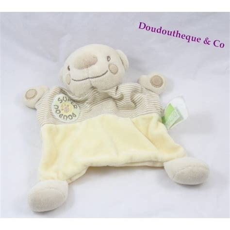 Bear Flat Doudou Kimbaloo Super Don Beige Cream Striped Cm Sos