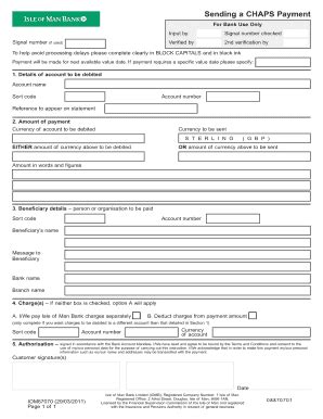 Fillable Online Sending A CHAPS Payment Isle Of Man Bank Fax Email