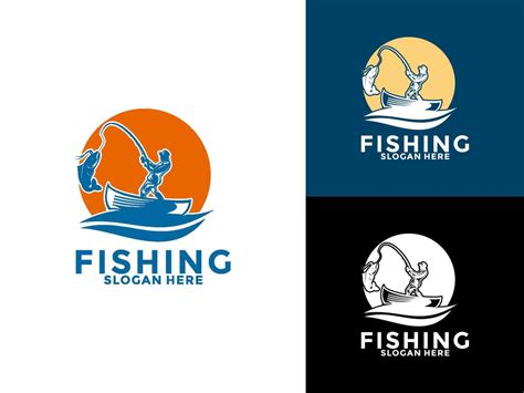 Man Fishing Logo Design Template Illustration Sport Fishing Logo