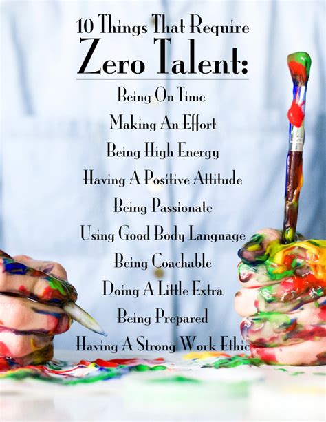 Things That Require Zero Talent Inspirational Print Poster