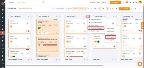 Enhancing Automation During Bulk Card Transfers Between Stages