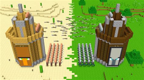 Minecraft Villager Tower Vs Pillager Tower YouTube