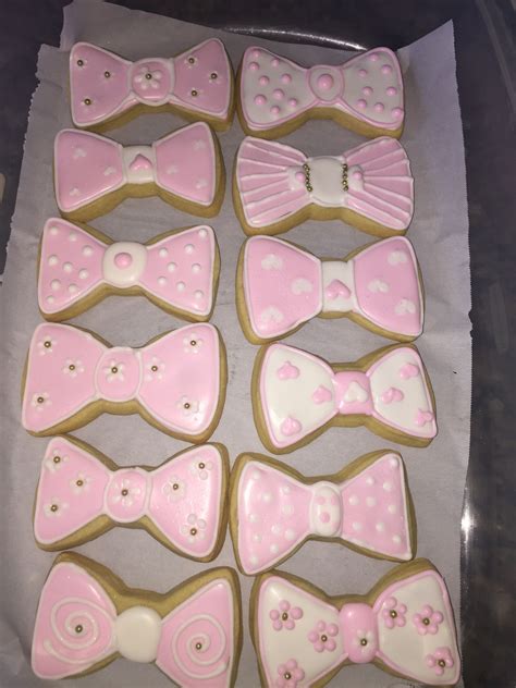 Pretty Pink Bow Sugar Cookies Bow Baby Shower Gender Reveal Cookies