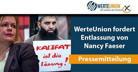 Pressemitteilung WerteUnion Fordert Entlassung Von Nancy Faeser Wir