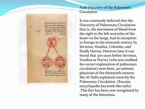 Ppt Ibn Al Nafis Arabian Discoverer Of Pulmanory Circulation