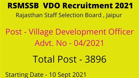 Rajasthan Recruitment Apply For Vdo Total Vacancy