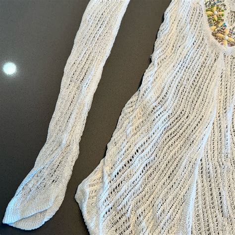 Knitted Crochet White Bikini Cover Up With Stones And Gem