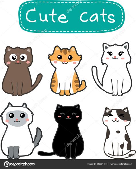 Set Cute Cats Vector Illustration Stock Vector By Titima Gmail