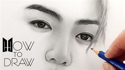 【BTS】JungKook’s 💜eyes, nose, and lips. pencil sketch 鉛筆画 - YouTube