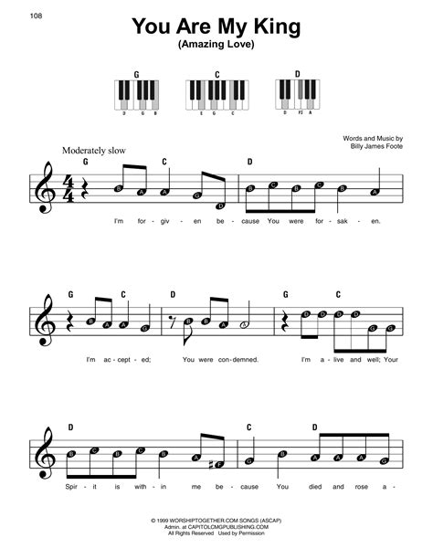 You Are My King Amazing Love By Chris Tomlin Sheet Music For Super Easy Piano At Sheet Music