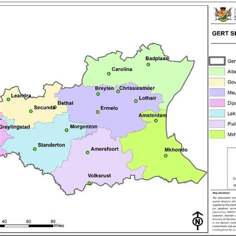 Map of Gert Sibande District, Mpumalanga Province of South Africa ...