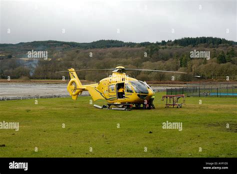 Scottish Air Ambulance helicopter Lochgilphead Argyll Scotland Stock ...