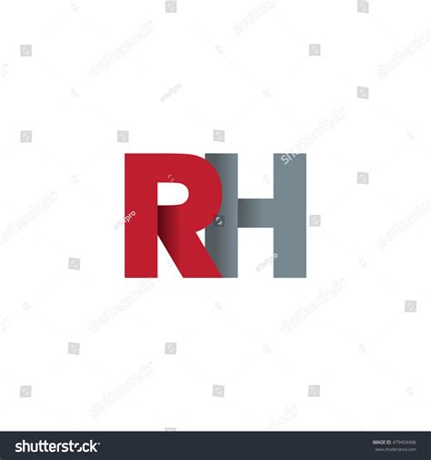 Initial Letters RH Overlapping Fold Logo Red Royalty Free Stock