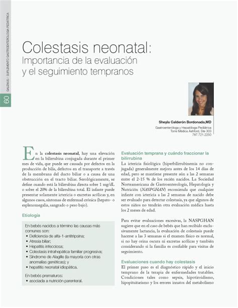 Colestasis Neonatal Revista Galenus