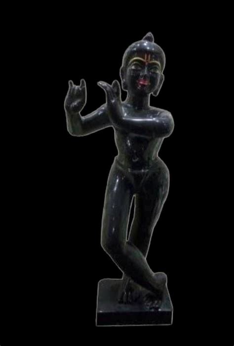 Black Painted Marble Krishna Statue For Worship Size 18 Inch At Rs