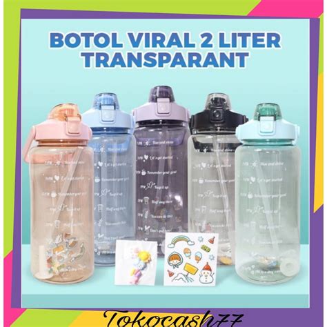 Jual BOTOL MINUM TIME VIRAL 2 LITER TRANSPARANT JUMBO Shopee Indonesia