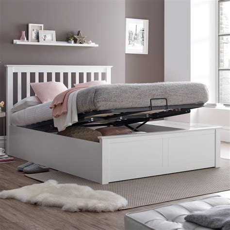 Malmo White Wooden Ottoman Bed