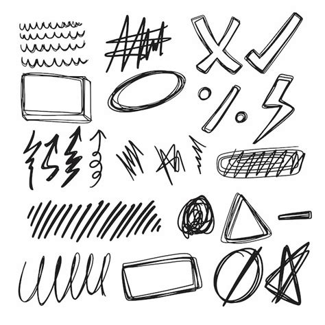 Premium Vector Set Hand Drawn Element Scribble Illustration