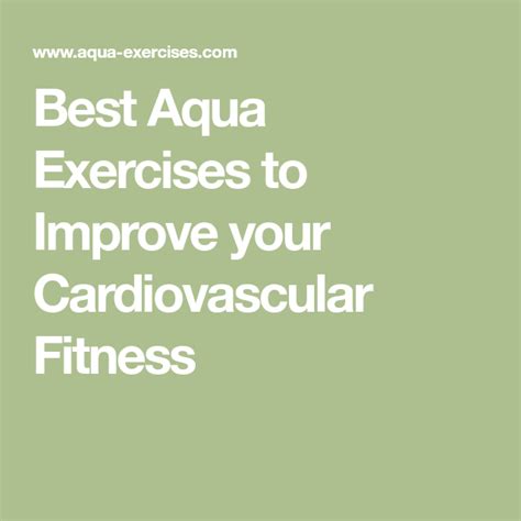 Best Aqua Exercises to Improve your Cardiovascular Fitness Pool Workout, Cardio Workout ...