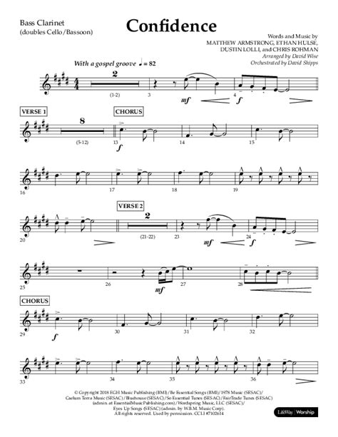 Confidence Choral Anthem Satb Bass Clarinetsheet Music Pdf Lifeway Choral Arr David Wise