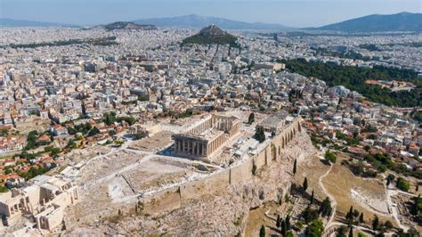 Vogelperspektive Des Parthenon Und Der Akropolis Athens Griechenland