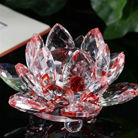 Fleur De Lotus En Cristal De Quartz Mm Artisanat En Verre Poids Plume