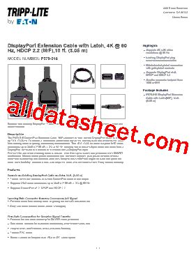 P579 010 Datasheet PDF Tripp Lite All Rights Reserved