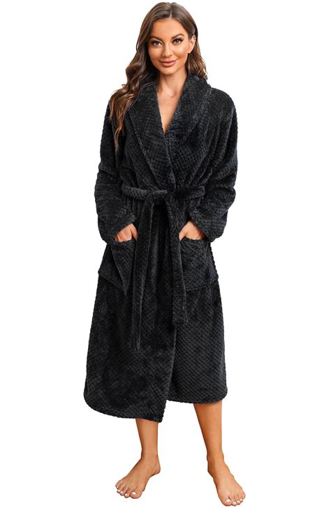 Heartnice Full Length Womens Fleece Robe Warm Plush Pineapple Pattern