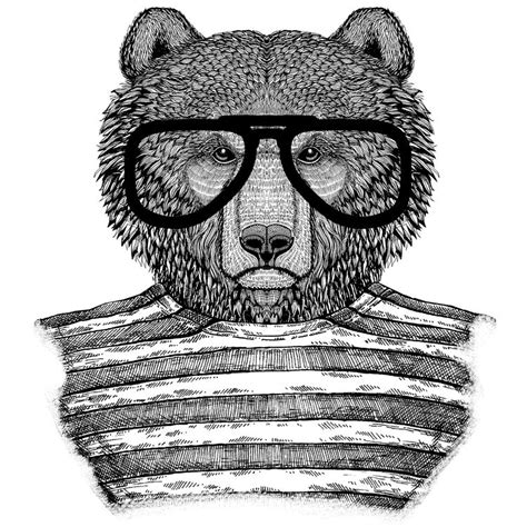 Hipster Bear Tattoo Design Tattapic®