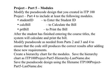 Solved Project Part Modulesmodify The Pseudocode Chegg