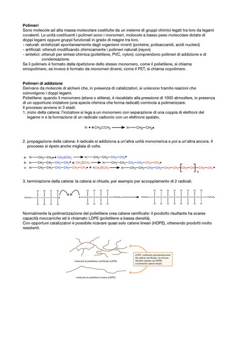 Polimeri Appunti Schematici Dettagliati E Organizzati Di Chimica